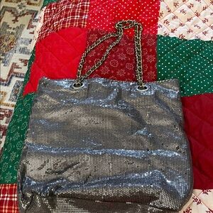 Silver Sequin Tote Bag